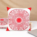 Indha Block Printed Cushion Cover Flower Print Red | 16x16 Cushion Cover Set of 2 |Home Utility | Home Decor | Home Furnishing | Throw Cushion Cover Set | Corporate Gifting