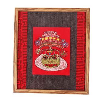 INDHA Hand Embroidered Kathakali Face Embroidery Wall Decor Wall Hanging Decor, Home Decor, Wall Shelves, Wall Hangings for Home Decoration, Wall Decor, Room Decor Items for Bedroom, Aesthetic Room Decor, Wall Hanging, Bedroom Decoration Items, Gift Items