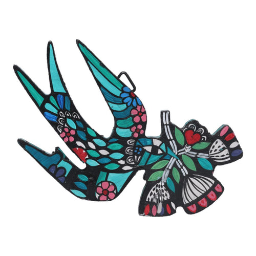 Flying Bird Key Holder Wall Mounted Hand Painted | Wooden Key Holder Handmade | Eco-Friendly Bird Design Key Organizer for Home | Indha