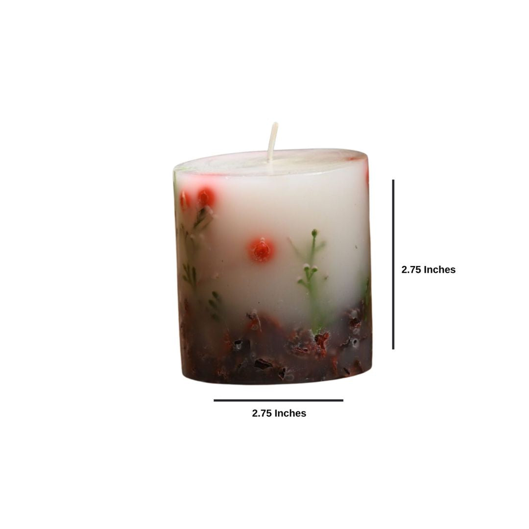 Indha Handcrafted Botanical Floral Scented Pillar Candle |Scented Candle Gift Set | Perfume Candles | Aromatic Candle | Candle for Corporate Gifting | Candles Gift for Office Clients |