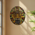 Indha's Hand-Painted Lion's Face Wall Art | Paper mache Painted Lion Face Wall artwork | Sustainable wall hanging art| Wall art for living room| Wooden painted wall art|