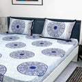 Ornamental Flower Print Bed Cover With 2 Pillow Covers