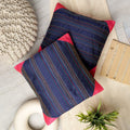 Indha Embroidered Cushion Covers Kantha-Embroidery | 16X16 Cushion Covers Set of 2 | Blue Cushion Covers | Home Furnishing | Home Decor | Corporate Gifting
