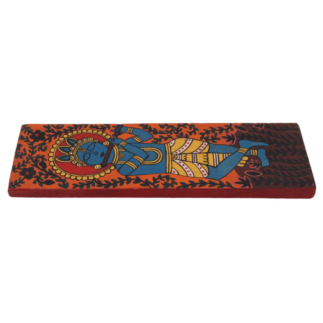 Indha's Hand-Painted Lord Krishna Wall Art - Capturing the Melody of the Flute | Lord Krishna Painting Wall Artwork hand painted Lord Krishna artwork| Wall hanging| Unique Wall hanging artwork|