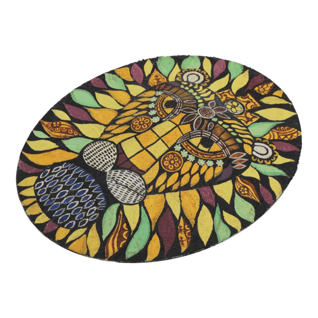 Indha's Hand-Painted Lion's Face Wall Art | Paper mache Painted Lion Face Wall artwork | Sustainable wall hanging art| Wall art for living room| Wooden painted wall art|