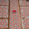 Indha Table Mats And Runner Set | Hand Block-Printed Red And Orange Floral Design Motif Cotton Canvas Set 0f 6 Table Mats And 1 Runner |