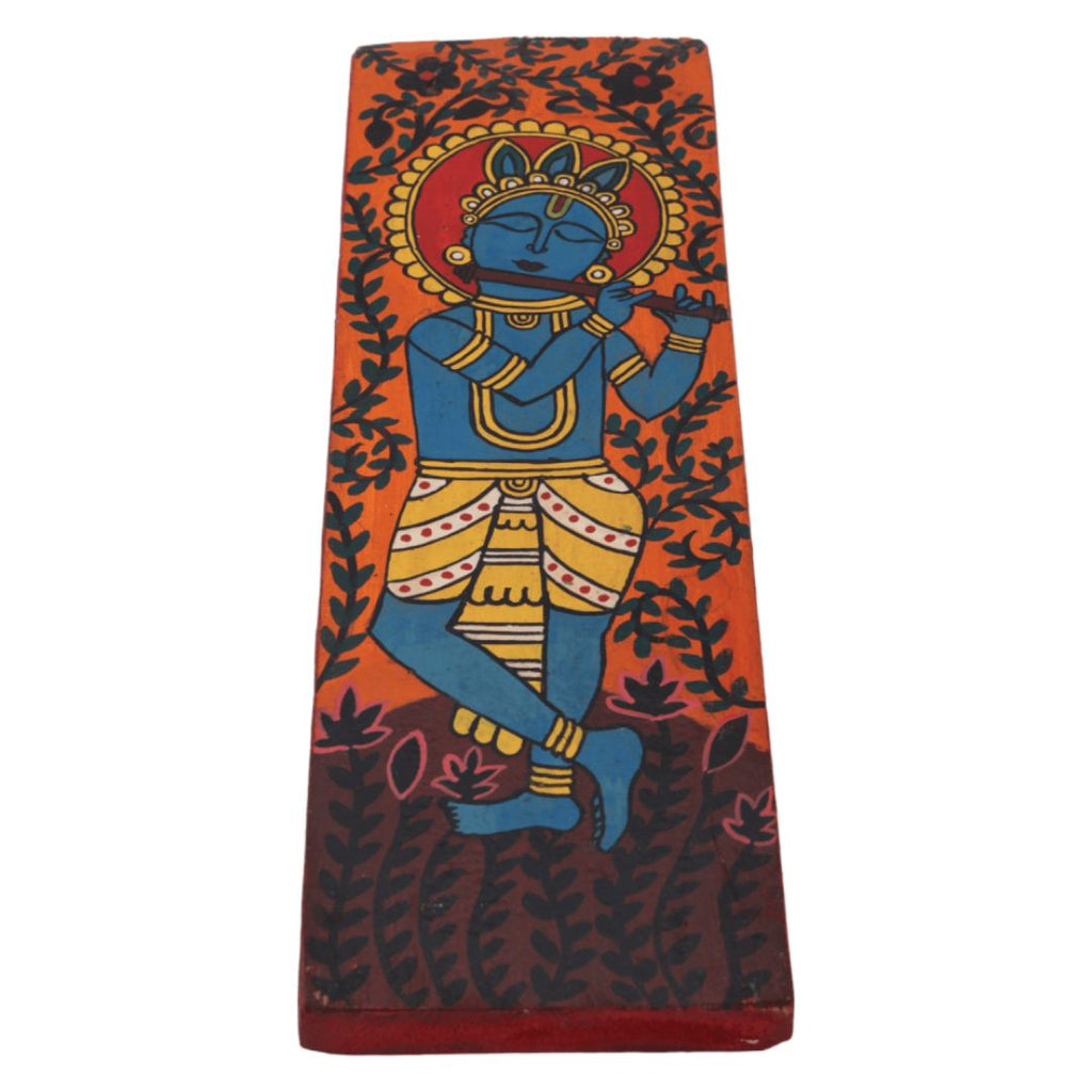 Indha's Hand-Painted Lord Krishna Wall Art - Capturing the Melody of the Flute | Lord Krishna Painting Wall Artwork hand painted Lord Krishna artwork| Wall hanging| Unique Wall hanging artwork|