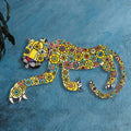 Indha's Hand-Painted Running Leopard Wall Painting with Abstract Accent | Leopard wall hanging painting/artwork Wall décor| Wall artwork for living room|