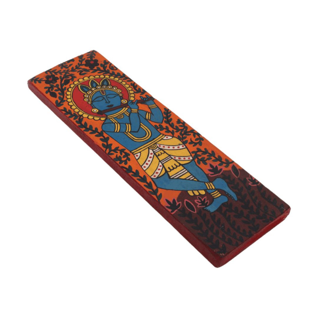 Indha's Hand-Painted Lord Krishna Wall Art - Capturing the Melody of the Flute | Lord Krishna Painting Wall Artwork hand painted Lord Krishna artwork| Wall hanging| Unique Wall hanging artwork|