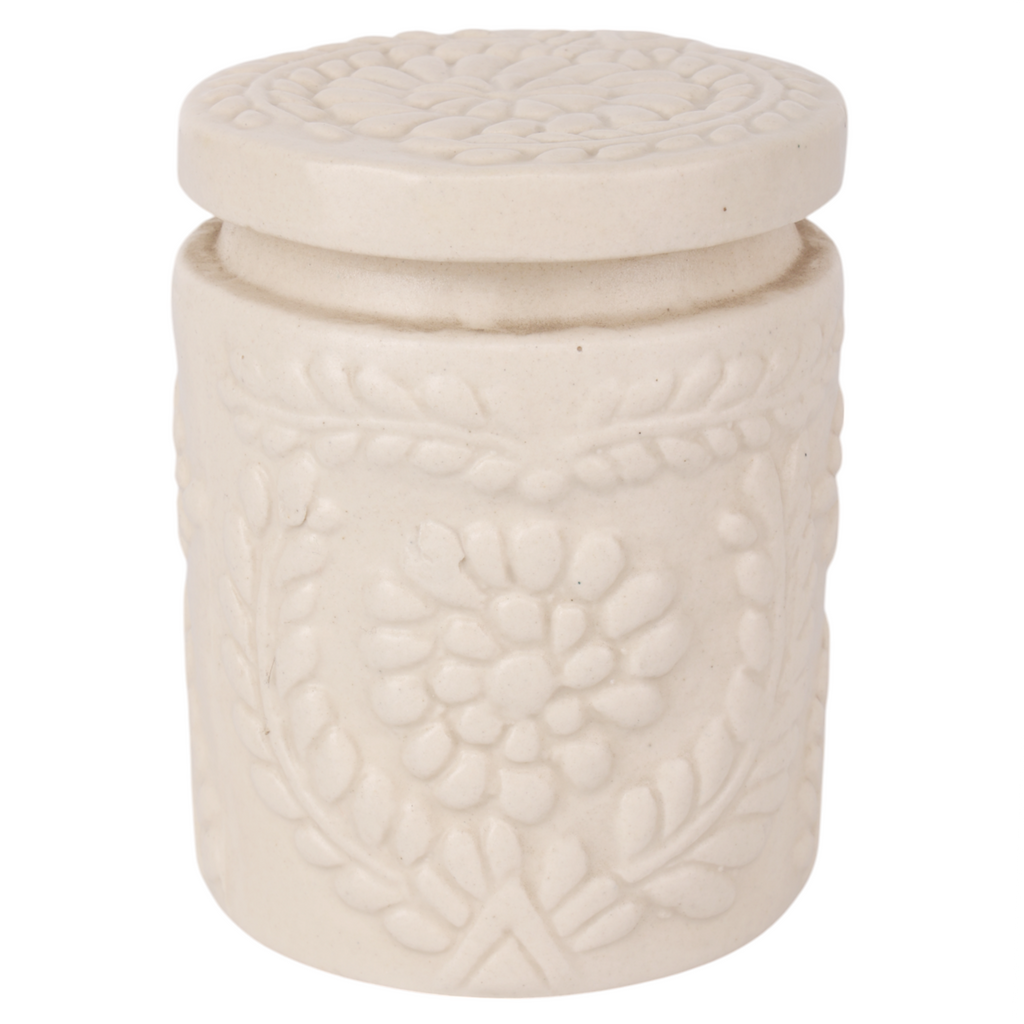 Indha Handmade Ceramic Jar White | Minimalist Storage | 11 cm x 7 cm