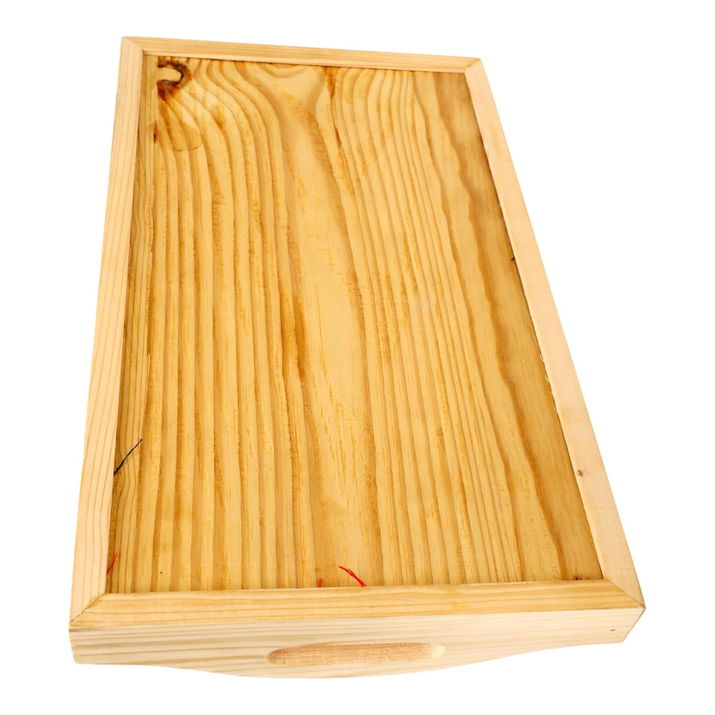 INDHA Pine Wood Serving Tray with Hand-Embroidered Indian Cow Motif | Dupion Silk Decorative Tray | Handmade Coffee Table Tray | Dining Table Utility | Unique Ethnic Gift