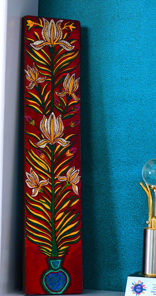 Indha Hand Painted Multicolor Flower Wall Decor  | Multicolor Sustainable Wall Decor | Tall Wall Decor | Wooden Wall Decor | Wall Painting Design | Unique Art Decor | Home Decor | Gifting |