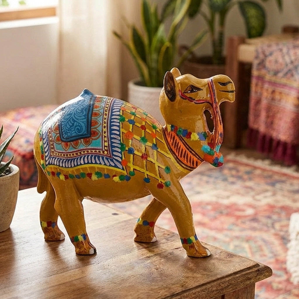 Indha Desert Camel – Hand Painted Table Décor | Indha | Indian Heritage Craft | Hand Carved