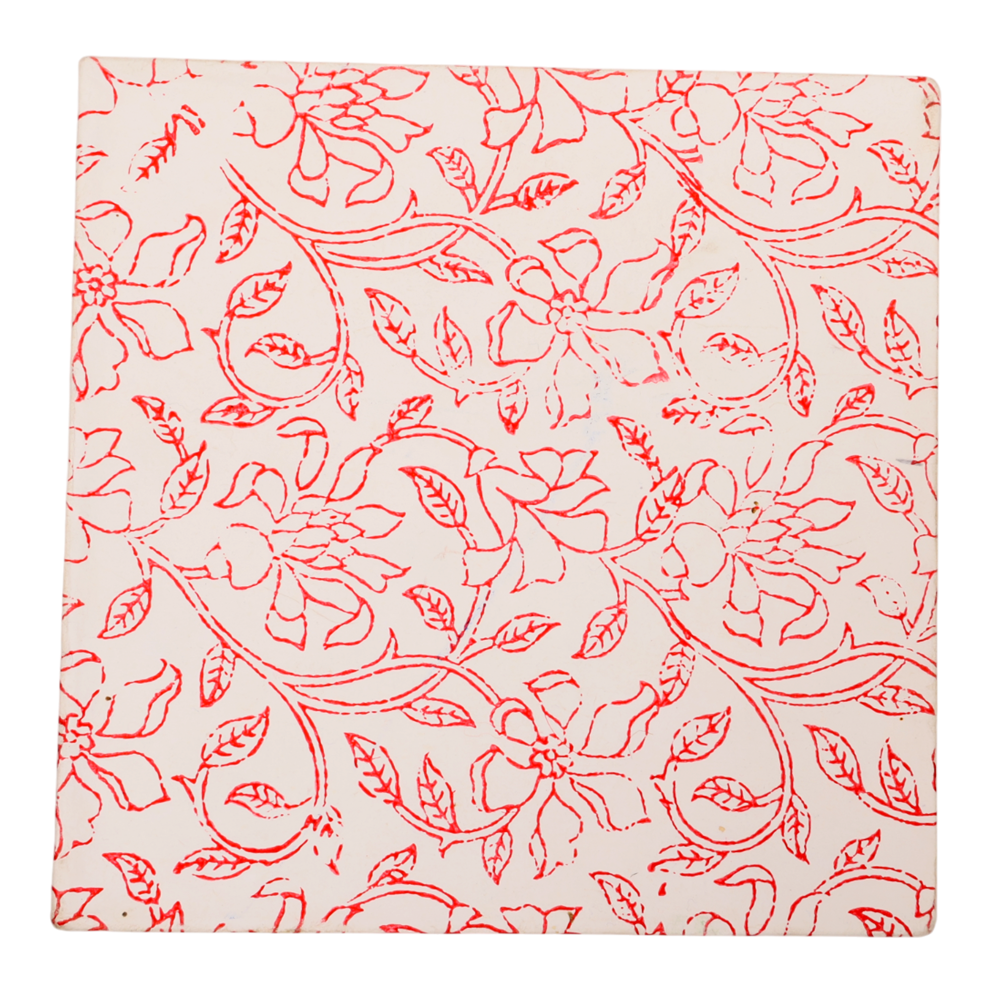 INDHA Hand-Embroidered Ambiya (Paisley) Wooden Glass Coaster Set of 2 with Silver Thread Work | Festive & Corporate Gift