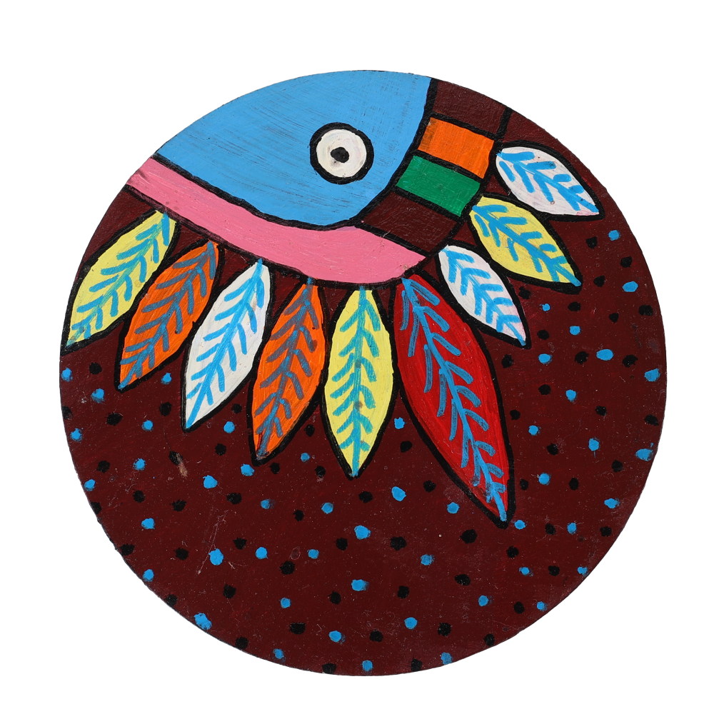 Indha Handcrafted Coasters | Handpainted Coasters | Set Of 6 Coasters | Multicolor Feather Design Coaster | Eco-Friendly | Gifting | Corporate Gifting