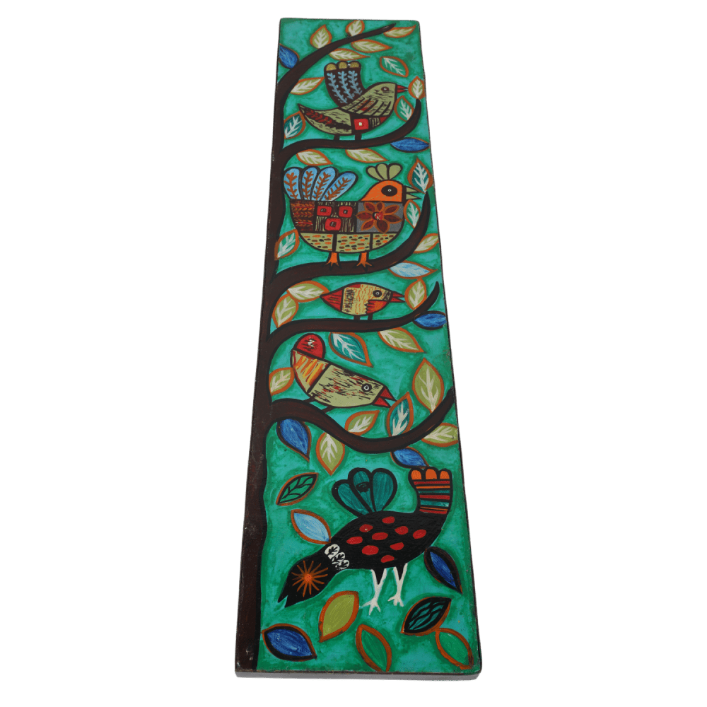 Indha Hand Painted Wall Decor | Sustainable Wall Painting For Drawing Room &amp; Living Room | Long Wall Painting | Multicolour Wall Painting | Flower &amp; Birds Wall Painting |