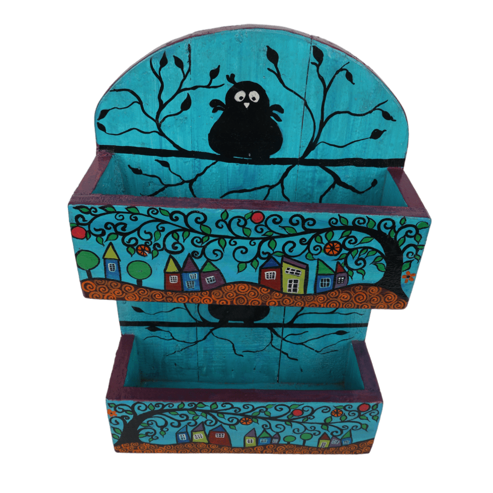 Indha Vintage Beautiful Wooden Handmade Fine Art Wall Decor | Unique &amp; Vintage Wall Decor | Hand Painted Rack |