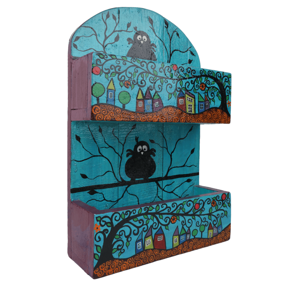 Indha Vintage Beautiful Wooden Handmade Fine Art Wall Decor | Unique &amp; Vintage Wall Decor | Hand Painted Rack |