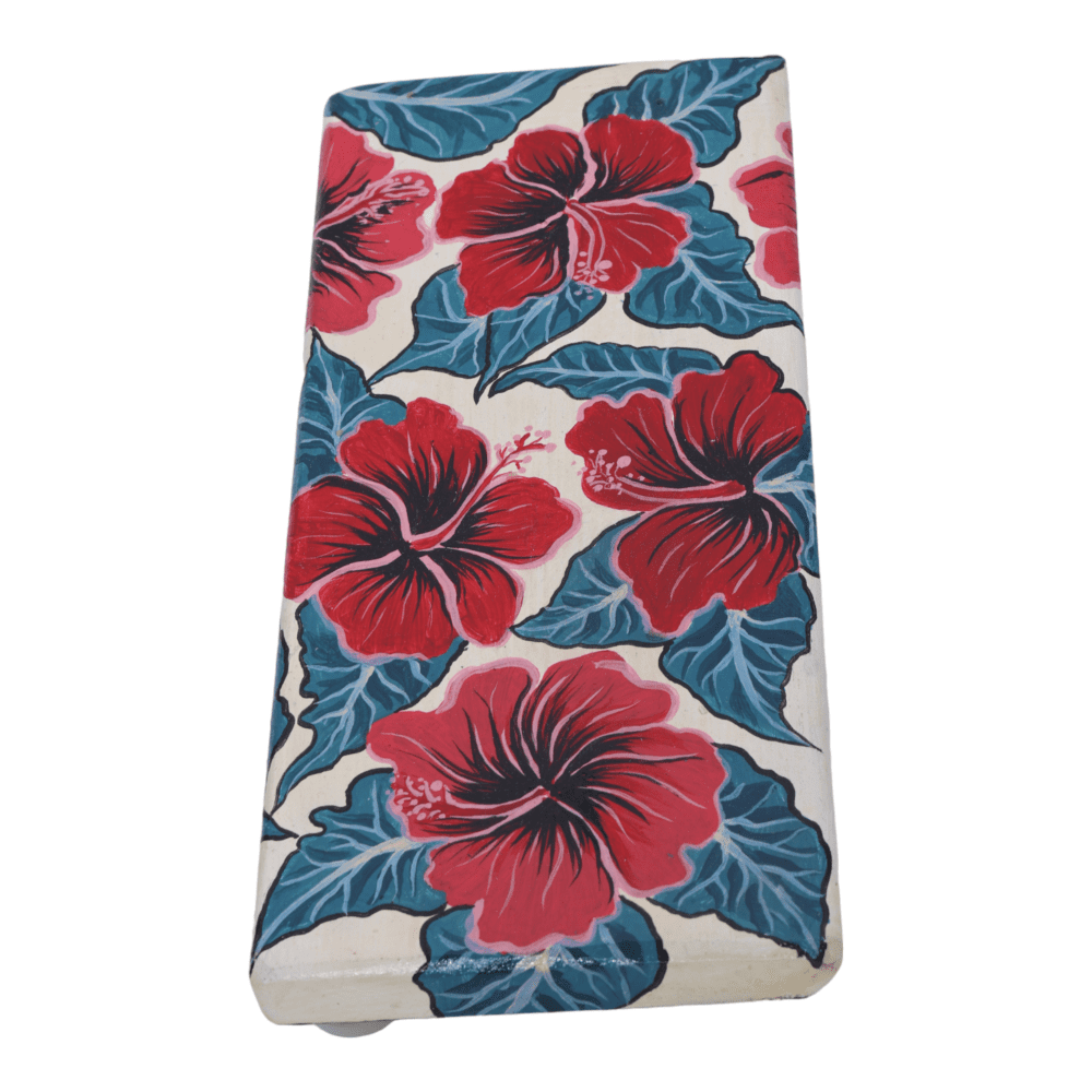 INDHA Hand-Painted Wooden Glass Coaster | Repurposed Wood Flower Print Table Coaster for Tea & Coffee Tables