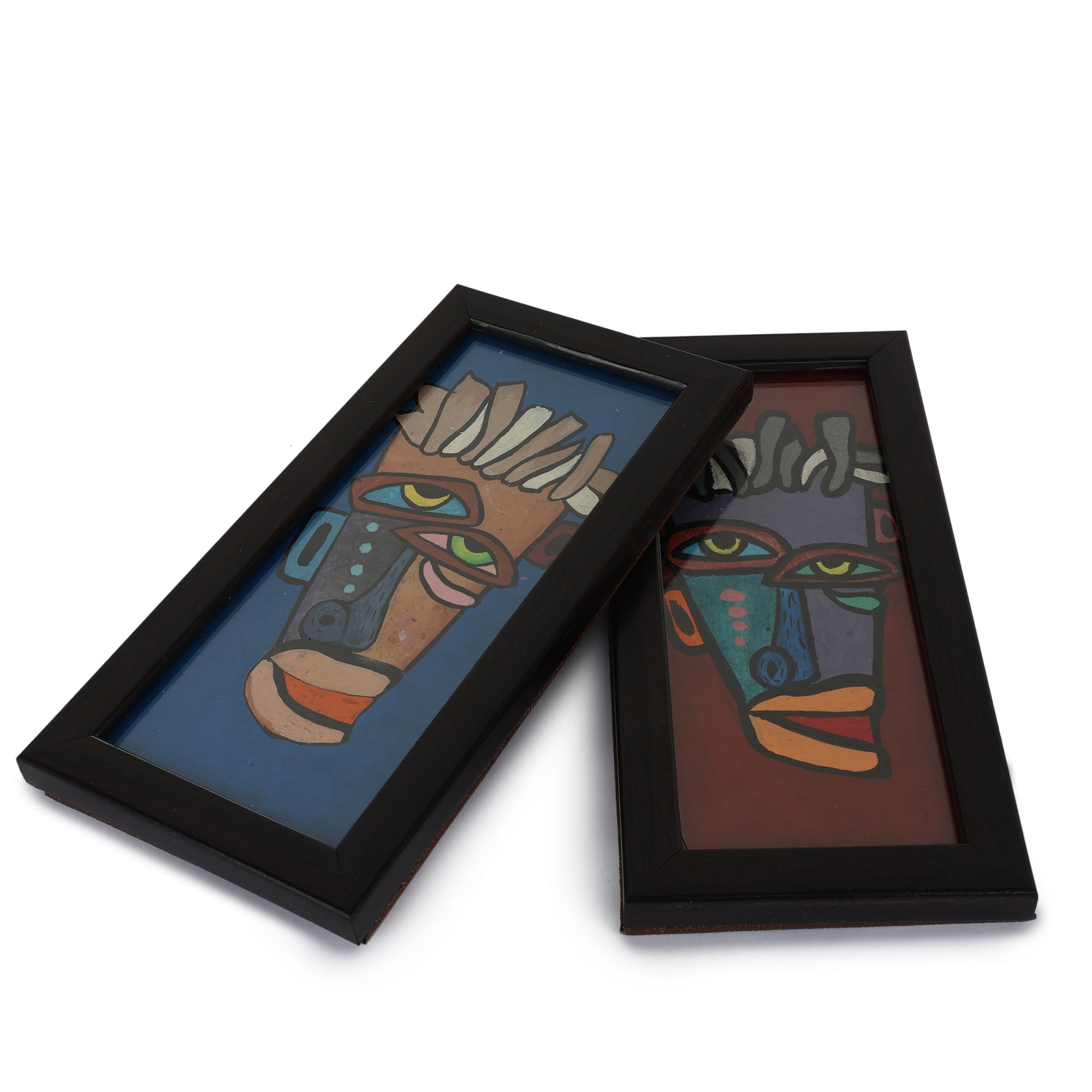 INDHA Unique Handpainted Wall Decor Boho Art |Set of 2 Wooden Frame |Home Décor |Wall Décor |Gift for Any Occasion