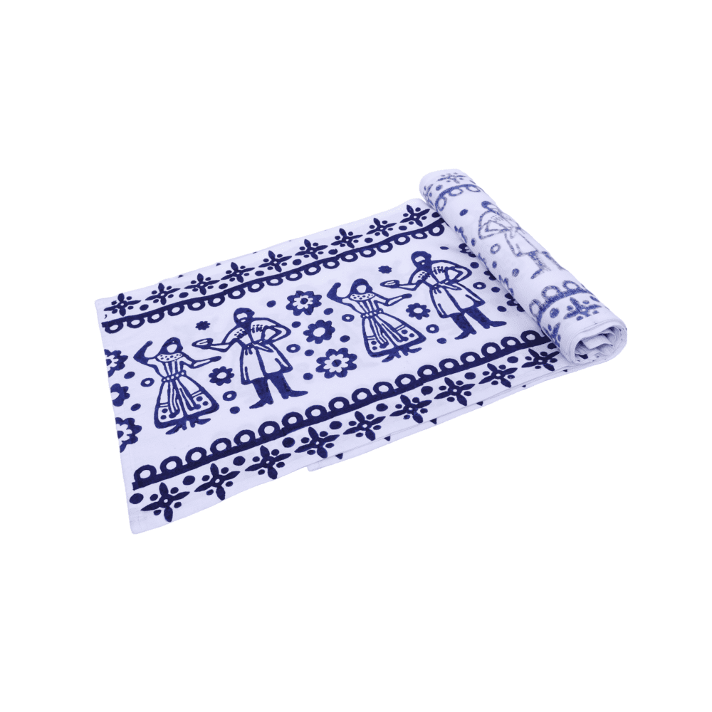 Indha Block Printed Cotton Dining Table Runner &amp; Mats Set (6 Pieces) | Traditional Design Table Mat Set for Corporate and Personal Gifting| Home Utility Dining | Décor| Table Décor