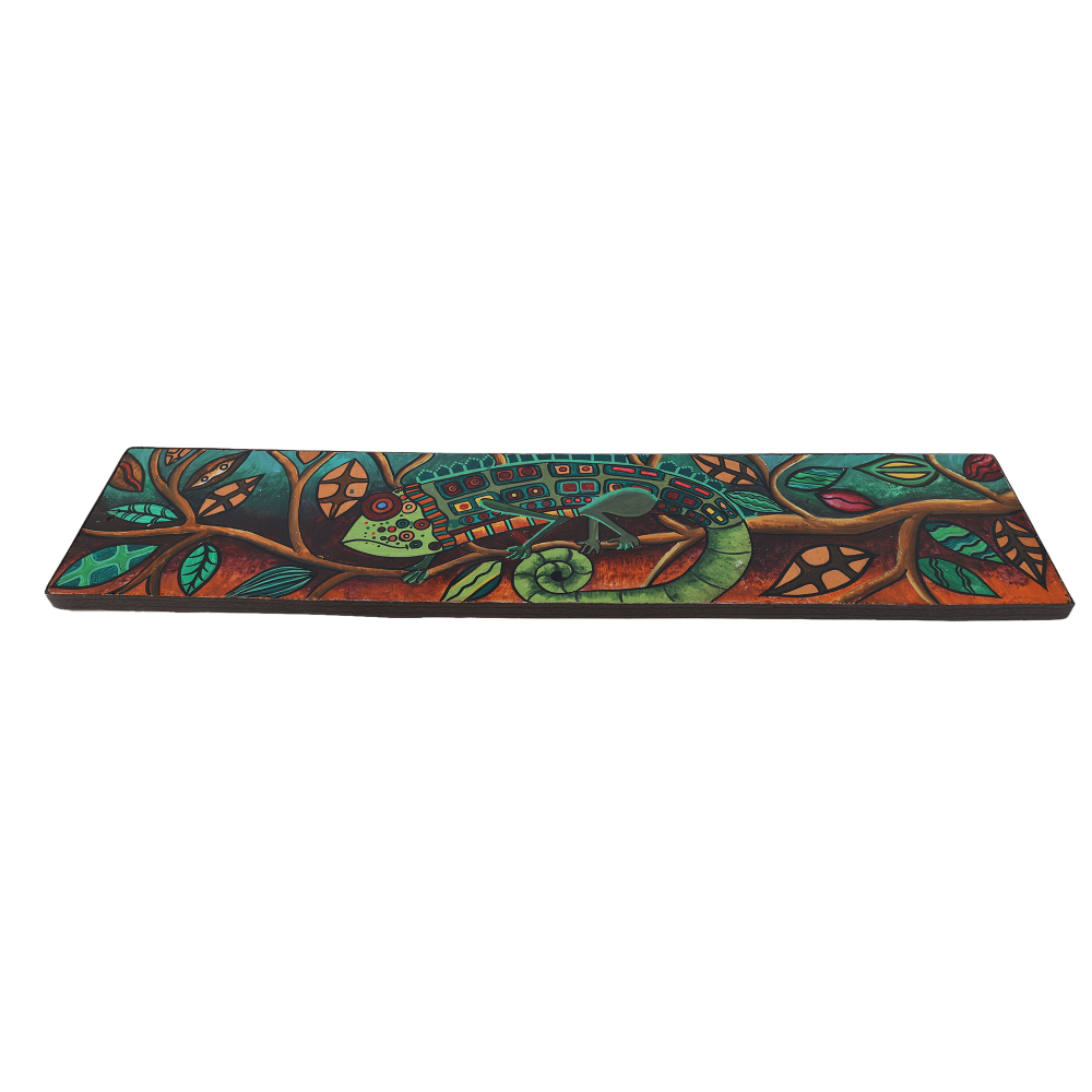Indha Hand Painted Wall Decor | Multicolor Sustainable Wall Decor | Tall Wall Decor | Multicolor Chameleon Hand Painted Wall Decor | Wooden Wall Decor | Wall Painting Design |