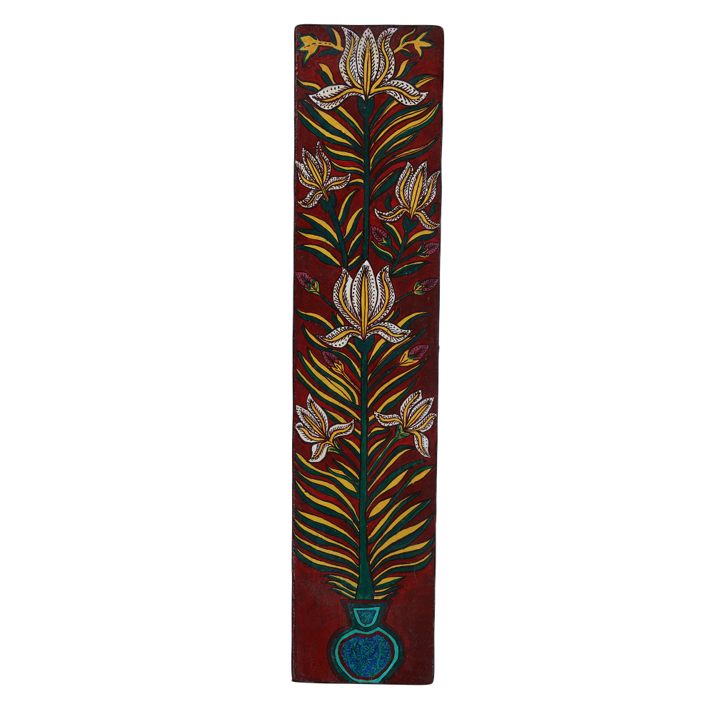 Indha Hand Painted Multicolor Flower Wall Decor  | Multicolor Sustainable Wall Decor | Tall Wall Decor | Wooden Wall Decor | Wall Painting Design | Unique Art Decor | Home Decor | Gifting |