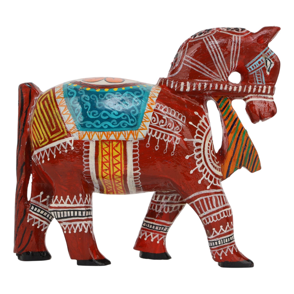 Indha Hand-Painted Hand-Carved Wooden Horse – Ethnic Indian & Corporate Gift