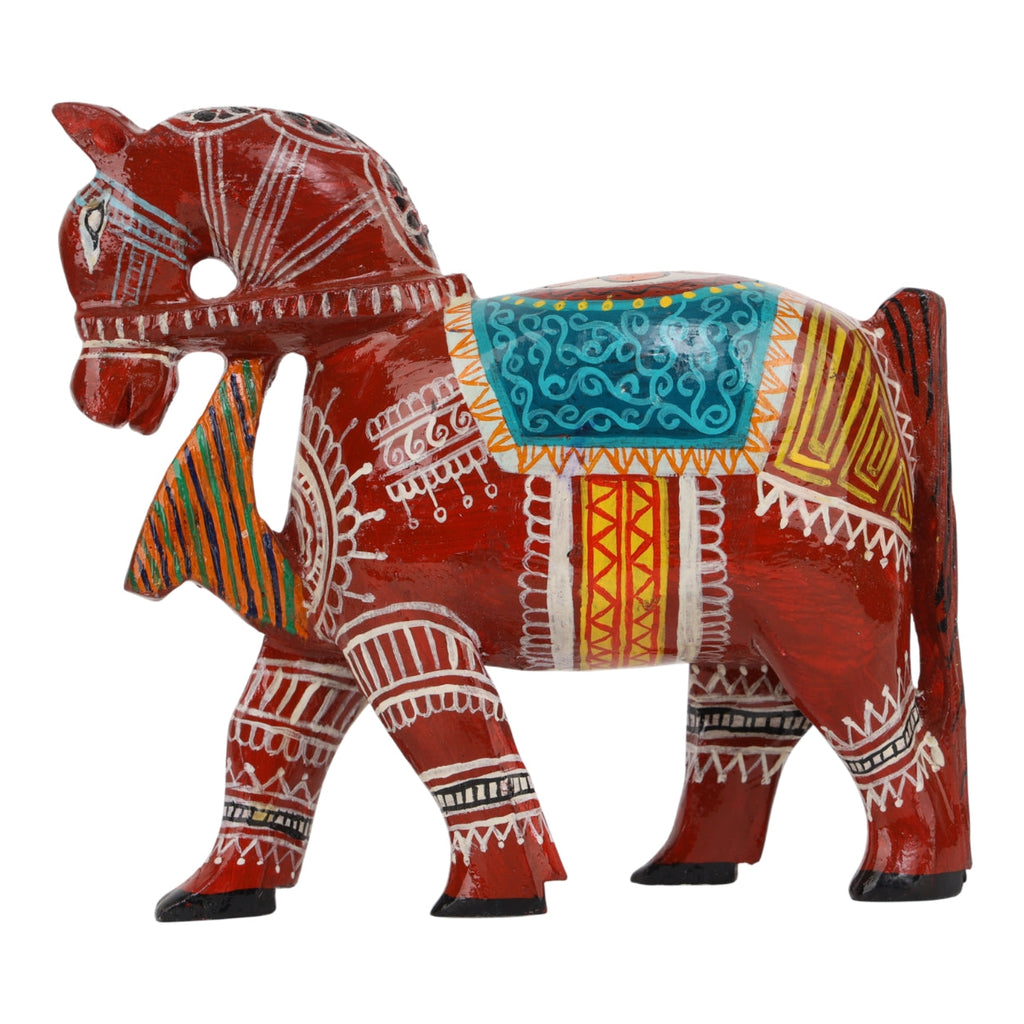 Indha Hand-Painted Hand-Carved Wooden Horse – Ethnic Indian & Corporate Gift