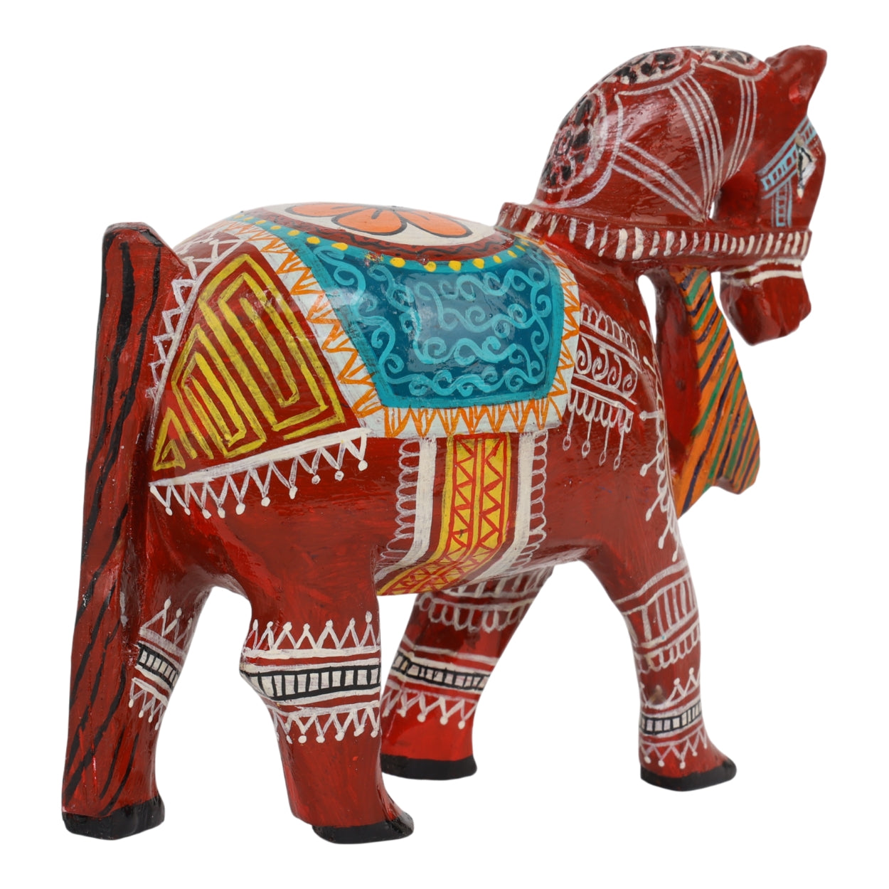 Indha Hand-Painted Hand-Carved Wooden Horse – Ethnic Indian & Corporate Gift