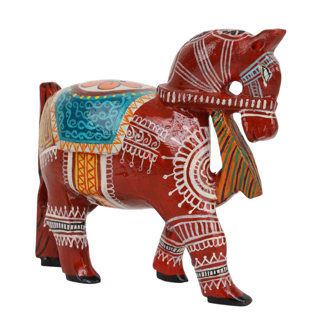 Indha Hand-Painted Hand-Carved Wooden Horse – Ethnic Indian & Corporate Gift