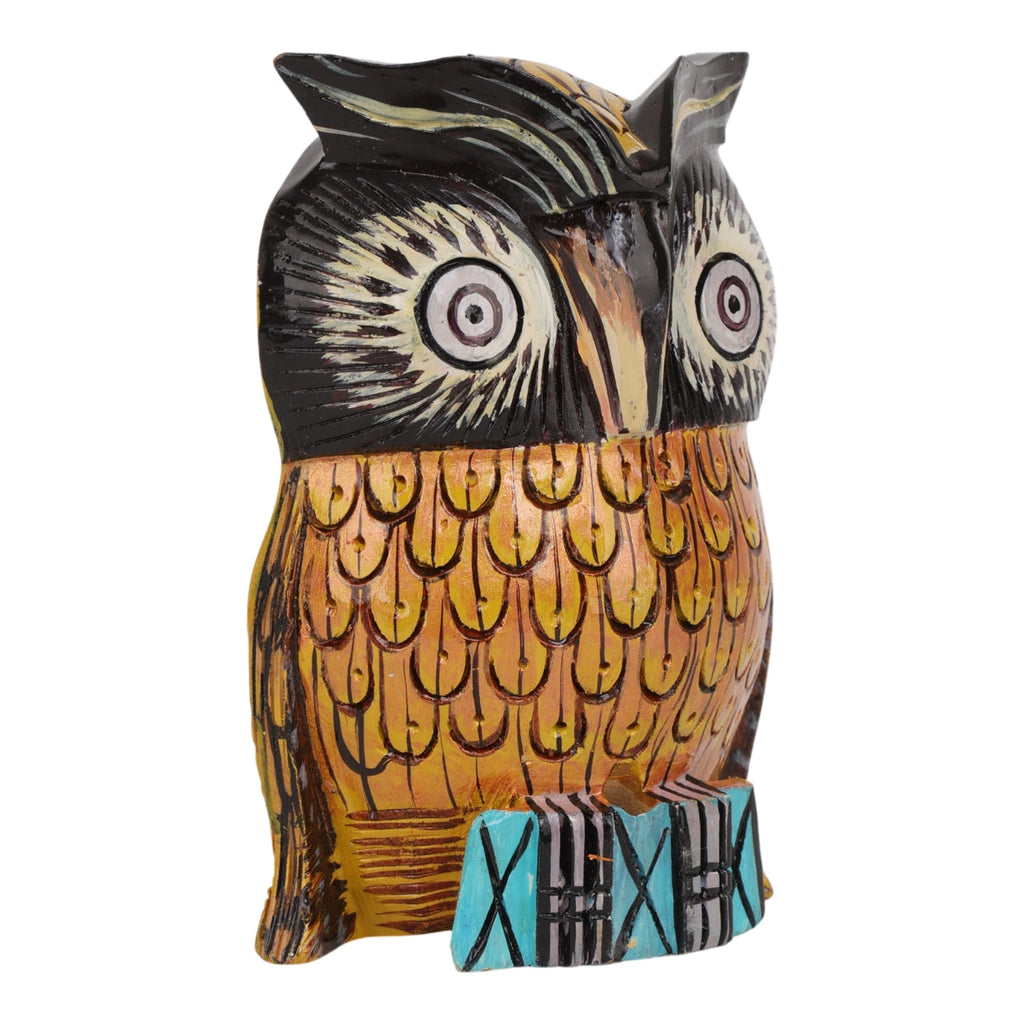 Indha Hand-Painted Owl | Hand Carved Pine Wood | Good Luck Gift | Festive Gift