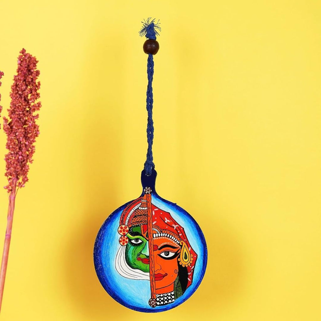 Indha Hand-Painted Wooden Wall Hanging – Half Face Folk Art | Vibrant Traditional Wall Accent | Ready to Hang | Handmade Gift for Festivals & Home Décor