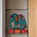 Indha Handcrafted Key Holder | Elephant Design Key Holder| Multicolor Key Holder | Reprocessed Wood Key Holder | Handmade | Handpainted Key Holder | Home Décor | Office Utility | Home Utility |