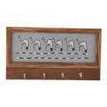 Indha Handcrafted Grey Dupion Silk Key Holder | Hand Embroidered Camel Design | Chain Stitch & Kantha Work | Pine Wood Wall Mounted Key Rack