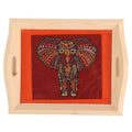 Indha Wooden Tray for Serving- Handcrafted &amp; Hand-Embroidered for Kitchen/Table &amp; Home Decor/Dinning/Gifts/Restaurants/Living Room/Coffee Table 8 Inch Rectangular Tray