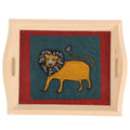 Indha Wooden Tray for Serving- Handmade & Hand-Embroidered for Kitchen/Table & Home Decor/Dinning/Gifts/Restaurants/Living Room/Coffee Table 8 Inch Rectangular Tray