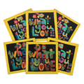 Indha Hand-Painted Wooden Coaster Set – Set of 6 | 10 x 10 cm | Repurposed Wood | “Do What You Love” Handwritten Painted Reminder | Eco-Friendly Gift