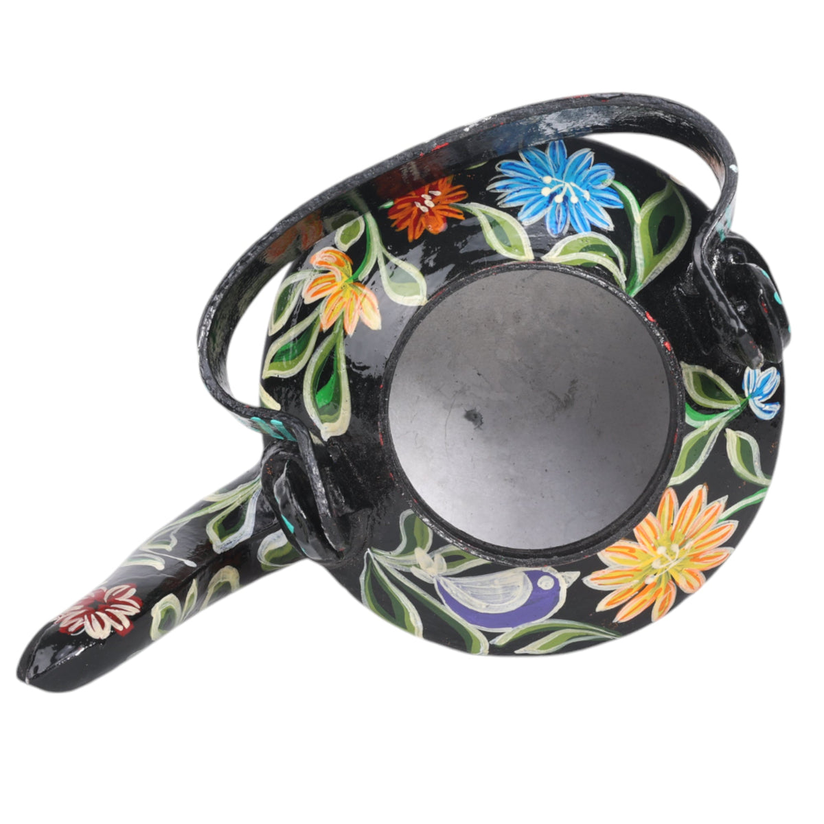 INDHA Decorative Aluminium Hand Painted Kettle Flower Print (1 Litre) | Vintage Aesthetic Tea Kettle Home Décor Showpiece