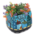Indha Hand-Painted Ceramic Planter – Blue | Artisan Home Décor | 13.8 cm Height
