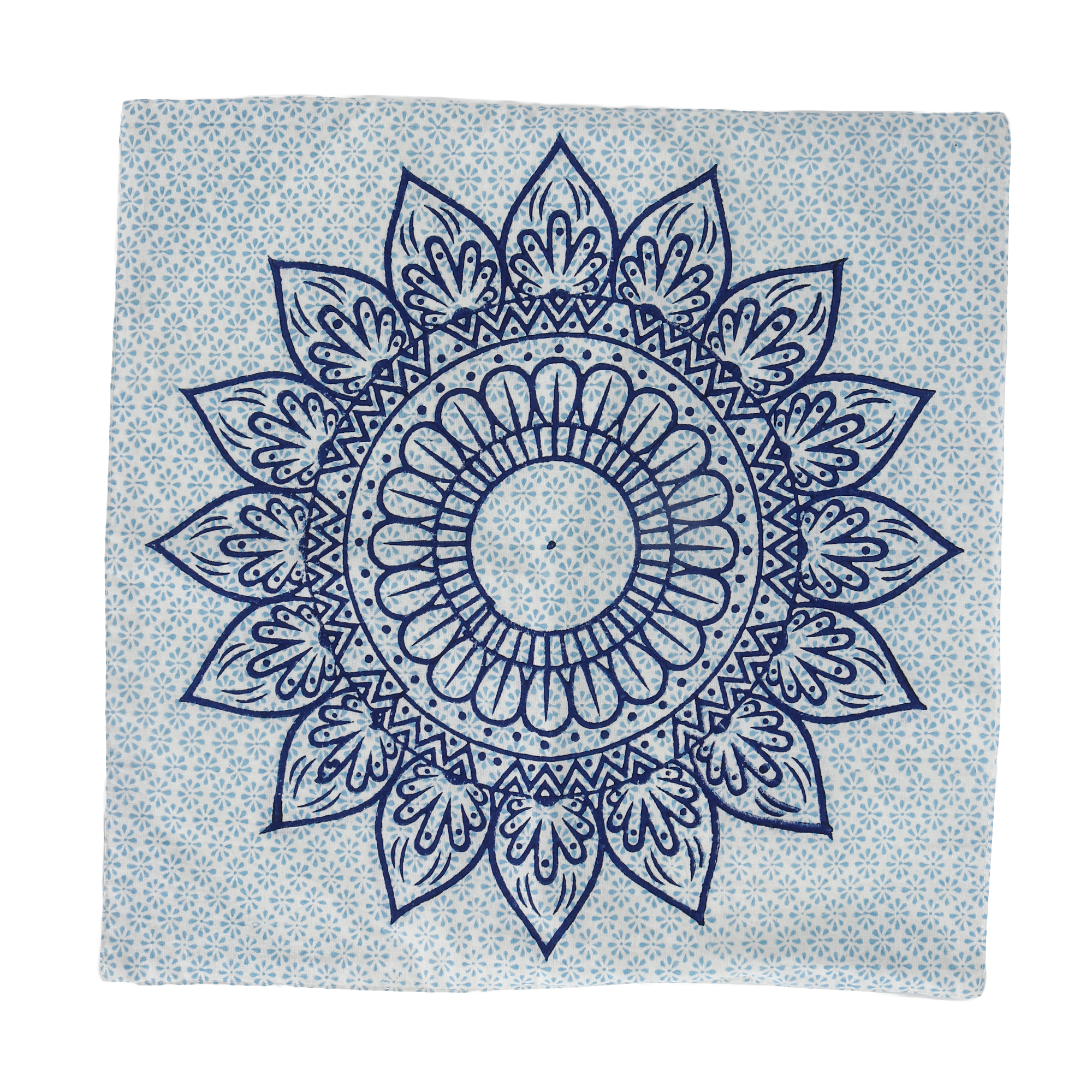 Indha Hand Block Printed Cushion Cover Flower Print | 16X16 inches Decorative Cushion Covers (Set of 2)