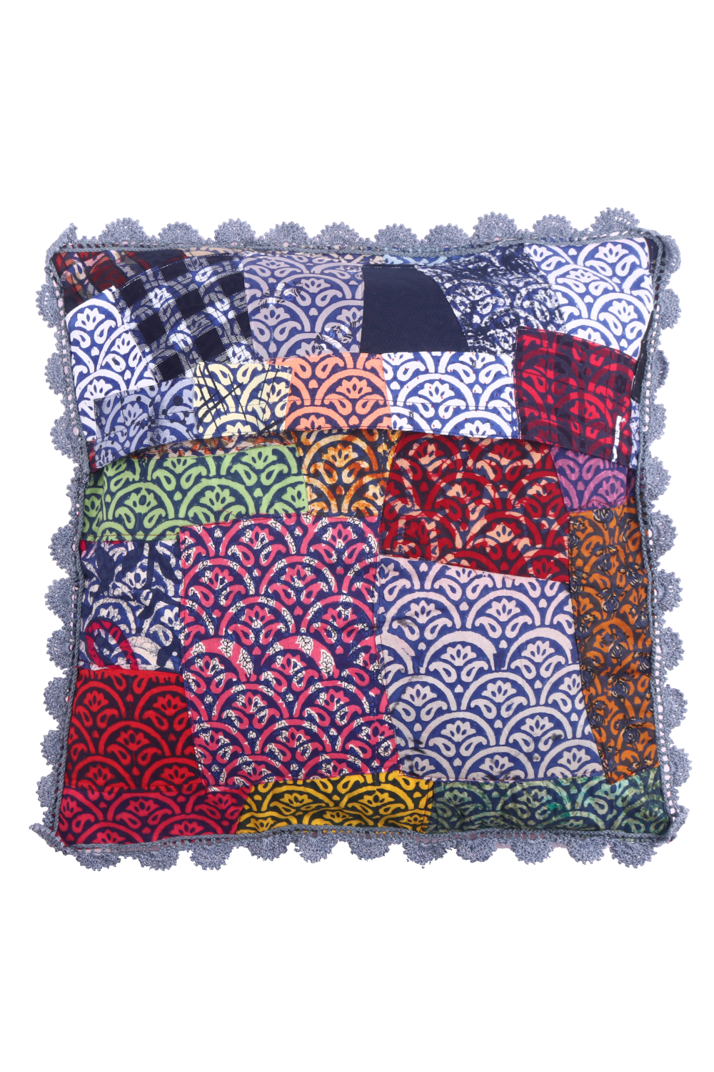 16×16inch Multicolor Lantern Hand Embroidered &amp; Multicolor Cotton Patchwork Pink Throw Cushion Cover (Set of 2) | Handmade Cushion Cover| Throw Cushion Covers | Home Décor | Home Furnishing | Corporate Gifting