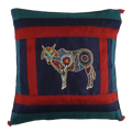 Indha Hand Embroidered Cushion Cover Cow Embroidery | Dupion Silk Cushion Cover |  Corporate Gifting | Home Furnishing | Home Improvement | Home Decor | Set of 2,16x16 Inches Cushion Cover
