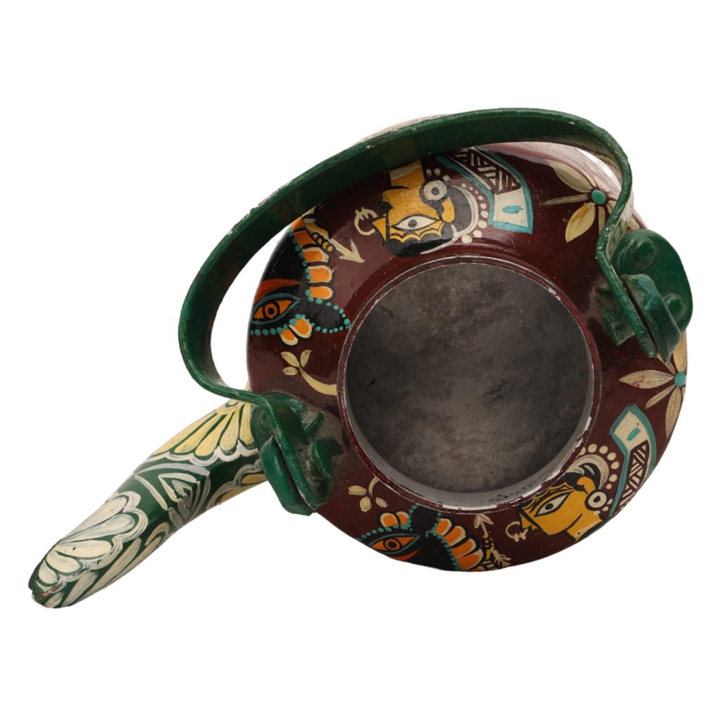 INDHA Hand-Painted Aluminium Kettle Kachchhi Ghodi Dance Theme | Multicolour Decorative Vintage Tea Kettle Home Décor Gift