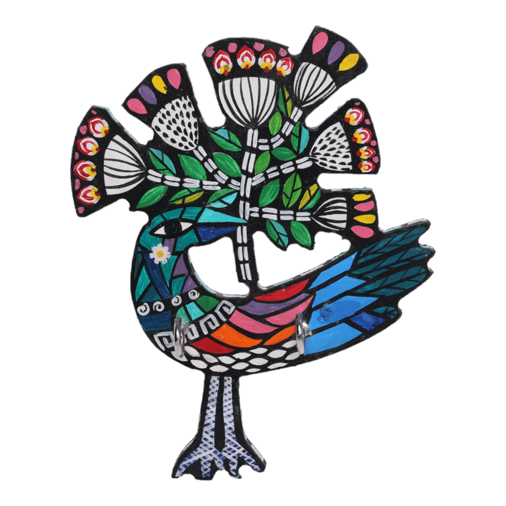 Indha Hand-Painted Bird Key Hanger - A Unique and Sustainable Home Organizer | Hand-Painted Bird Key Hanger - Eco-Friendly Home Décor | Unique Bird Design Key Hanger by Indha Artisans |