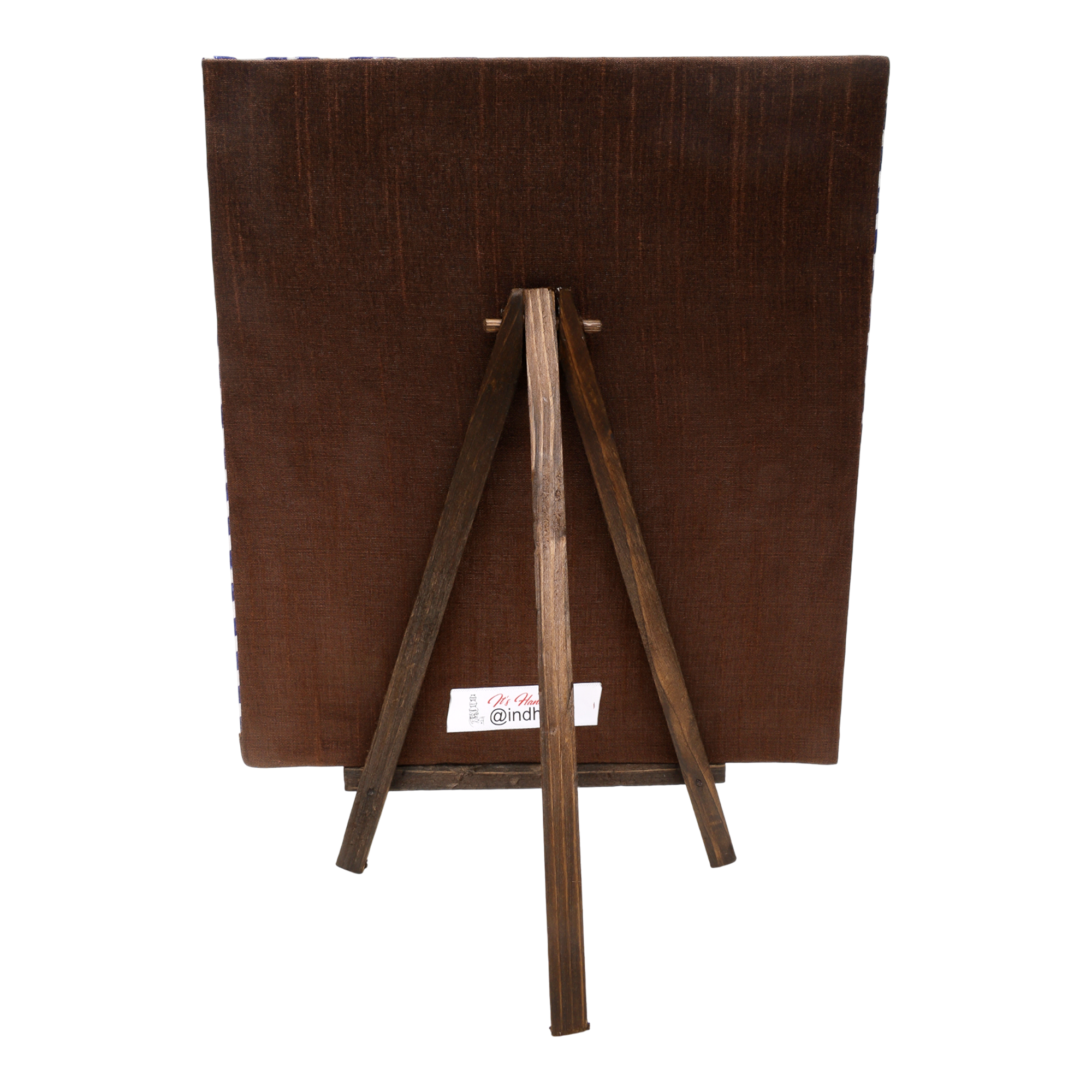 Indha Hand-Embroidered Gond Leopard – Textile Art with Hand Block-Printed Frame & Mini Wooden Easel