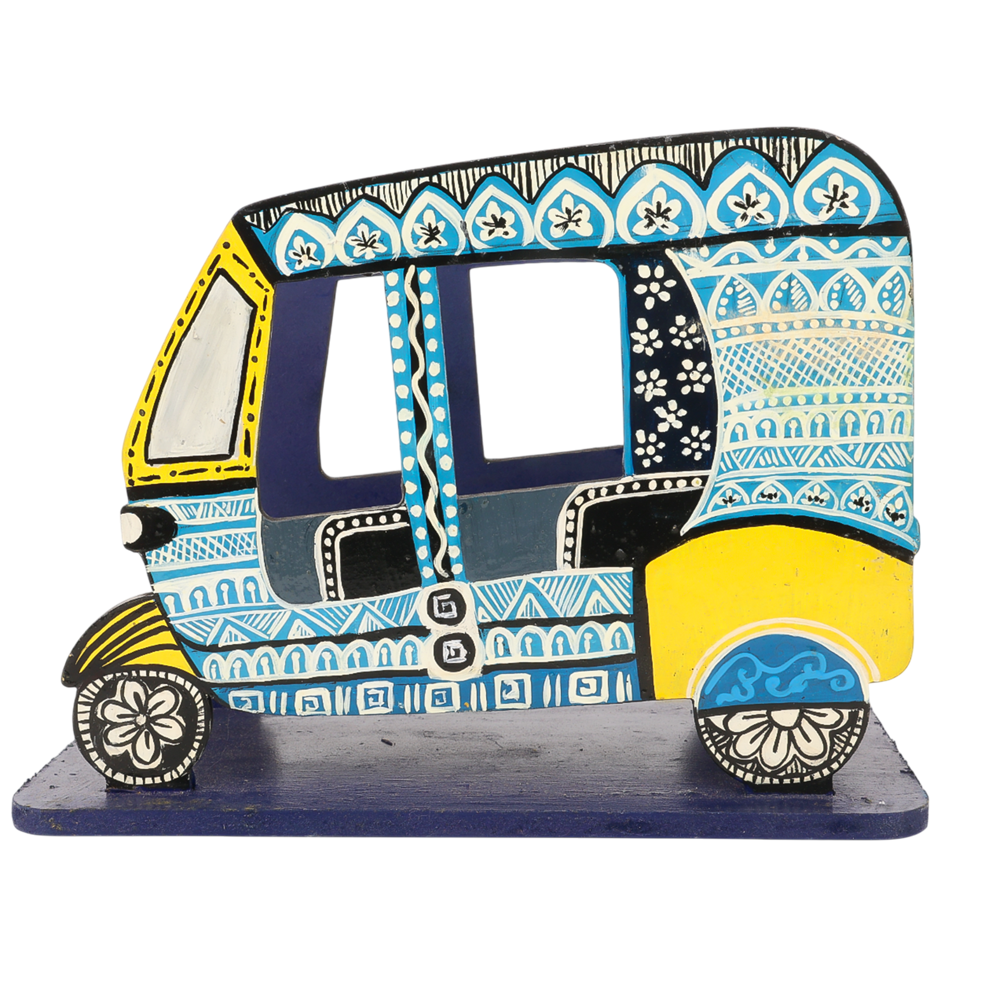 Indha Hand-Painted Auto Rickshaw Tissue / Book Holder | Quirky Retro Wooden Desk & Table Décor| Tourist|Travel Gifting