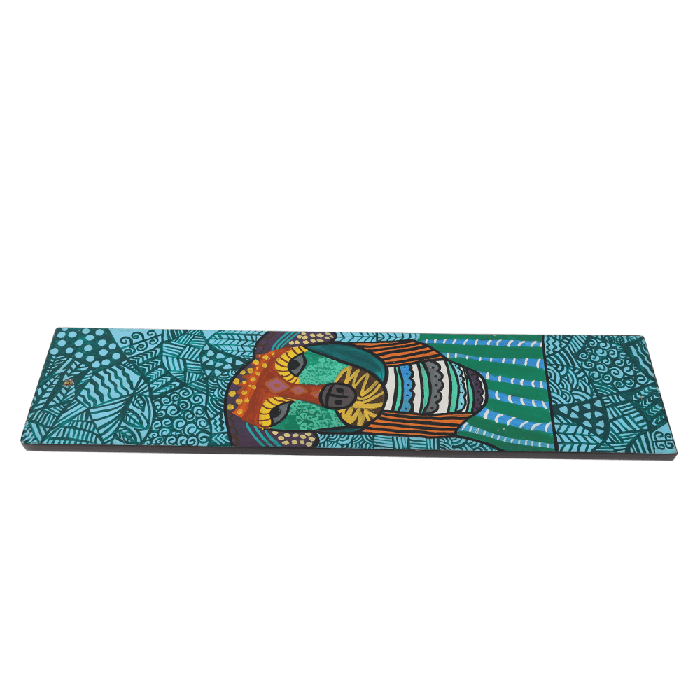 Indha Hand Painted Wall Decor | Multicolor Sustainable Wall Decor | Tall Wall Decor | Multicolor Dog Face Hand Painted Wall Decor |Green Board Wall Decor |