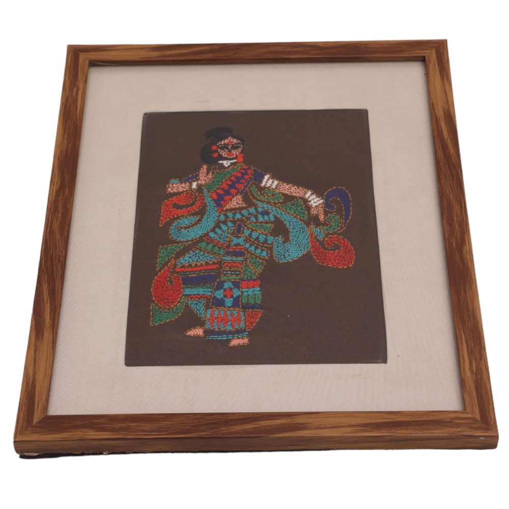 Indha Handcrafted Beautiful Indian Classical Dance - Bharatanatyam Woman Dancer Creative Colorful Embroidered Wooden Wall Decor Gift