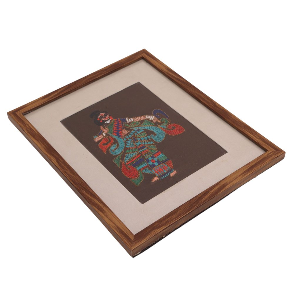 Indha Handcrafted Beautiful Indian Classical Dance - Bharatanatyam Woman Dancer Creative Colorful Embroidered Wooden Wall Decor Gift